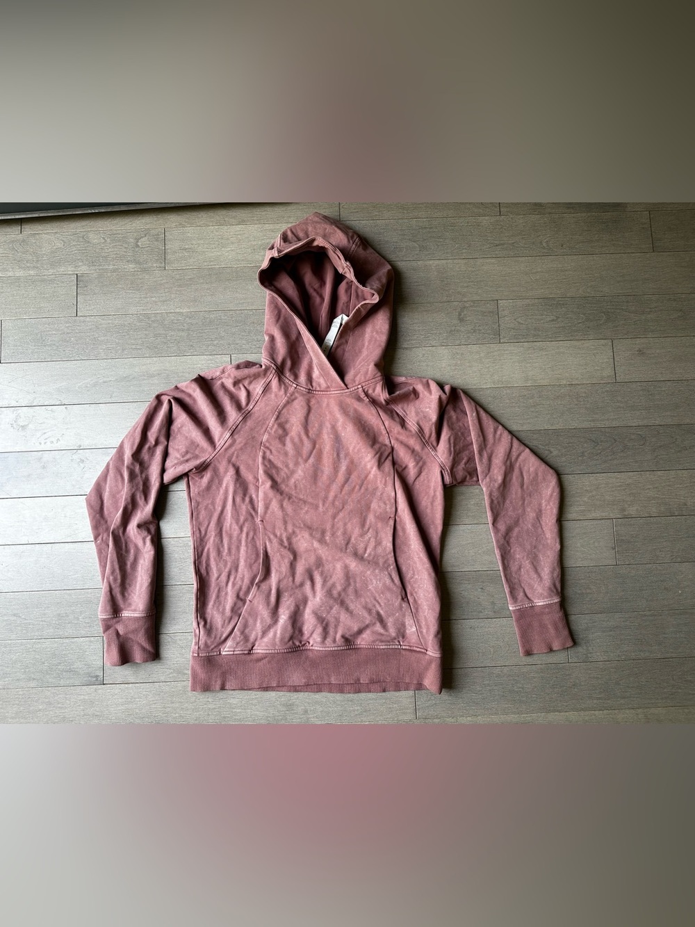 Women’s Lululemon Washed Quicksand Mauve Pink Terry Hooded Scuba Pullover Size 4